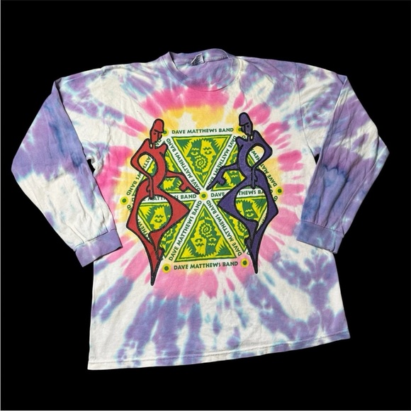 Vintage 1998 Dave Matthews Band RARE Tie Dye Long Sleeve Tour T Shirt